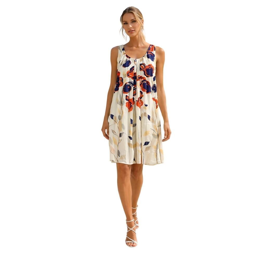 ISABELLA SINCLAIR ANTHROPOLOGIE Women's Garden Party Floral Dress Ivory Size 8